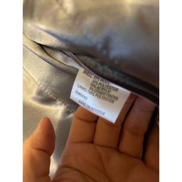 Calvin Klein NWOT Wool Blend Double Breasted Gray Snap Tie Front Coat Women’s 12 - Picture 5 of 7